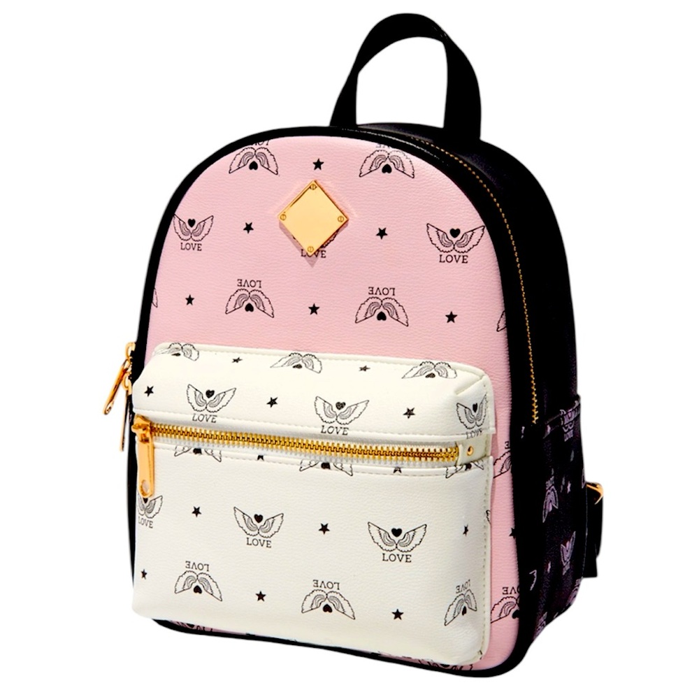 Coquette Colorblock Pink Love Wings Mini Backpack - NWT
